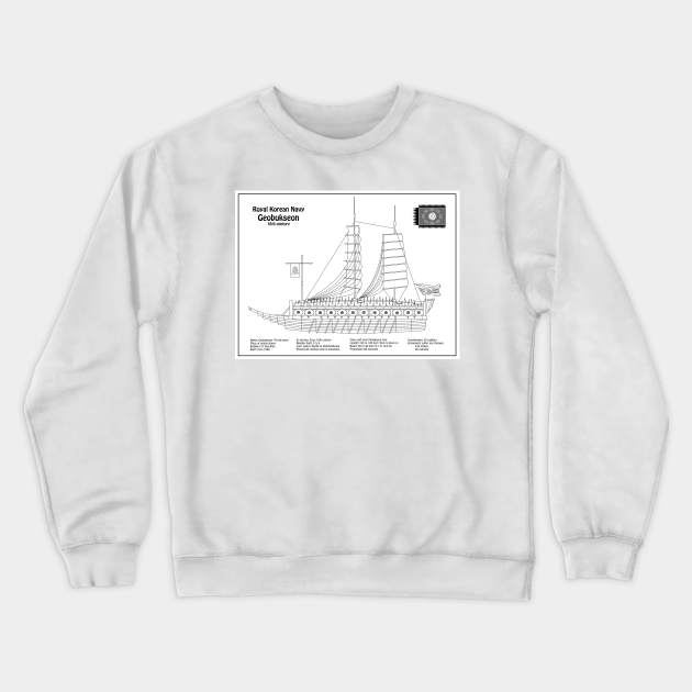 Turtle Ship Geobukseon ship plans - BD Crewneck Sweatshirt by SPJE Illustration Photography